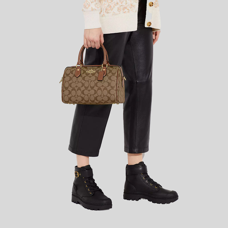 COACH Rowan Satchel In Signature Canvas Khaki/Saddle CH280