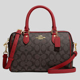 COACH Rowan Satchel In Signature Canvas Brown 1941 Red CH280