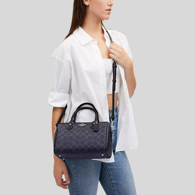 COACH Rowan Satchel In Signature Canvas Denim/Midnight CH280