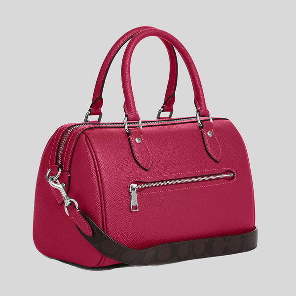 COACH Rowan Satchel With Signature Canvas Detail Bright Violet CH322