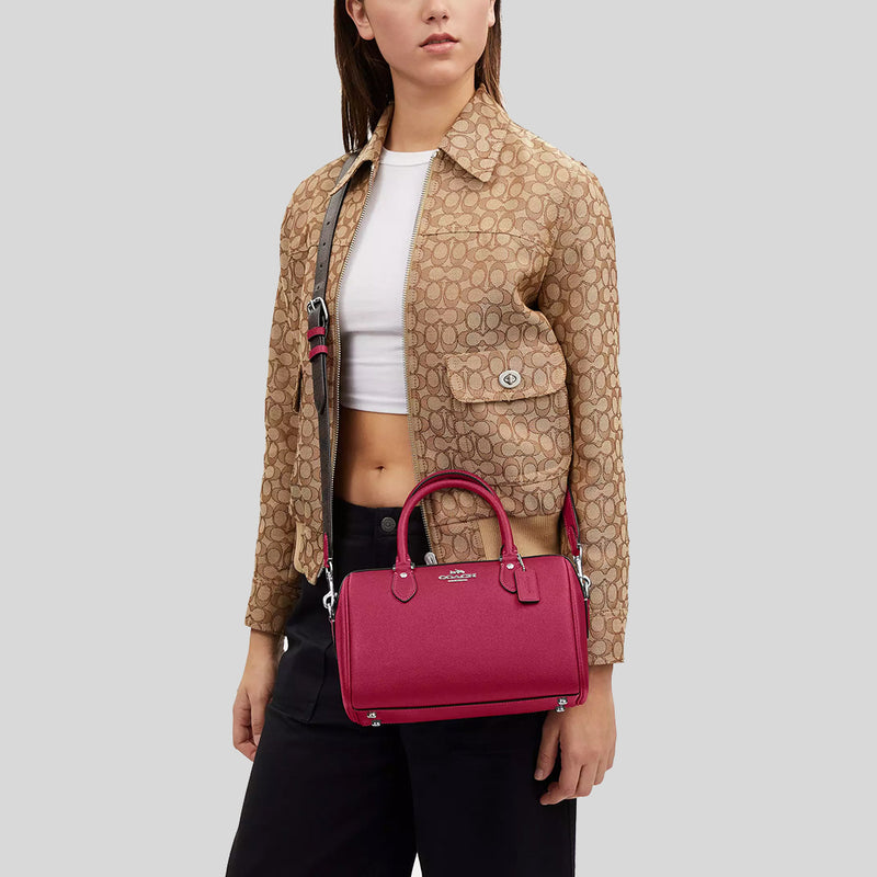 COACH Rowan Satchel With Signature Canvas Detail Bright Violet CH322