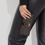 Coach Slim Wallet In Signature Canvas Brown Black CH414