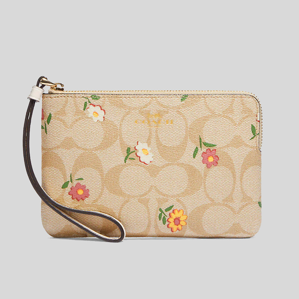 Coach, Bags, Coach Corner Zip Wristlet In Signature Canvas Floral Print