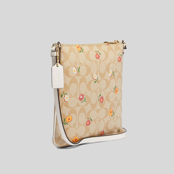 Coach Mini Rowan File Bag In Signature Canvas With Nostalgic Ditsy Print Light Khaki Multi CH479