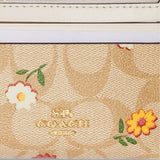 Coach Mini Skinny Id Case In Signature Canvas With Nostalgic Ditsy Print Light Khaki Multi CH481