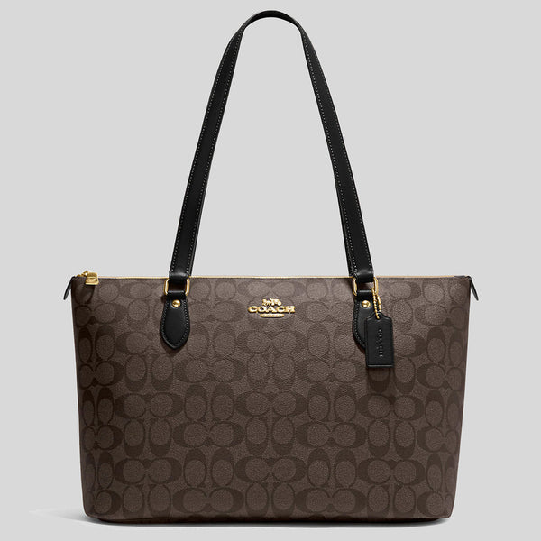 Coach Gallery Tote In Signature Canvas Brown Black CH504