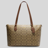 Coach Gallery Tote In Signature Canvas Khaki Saddle CH504