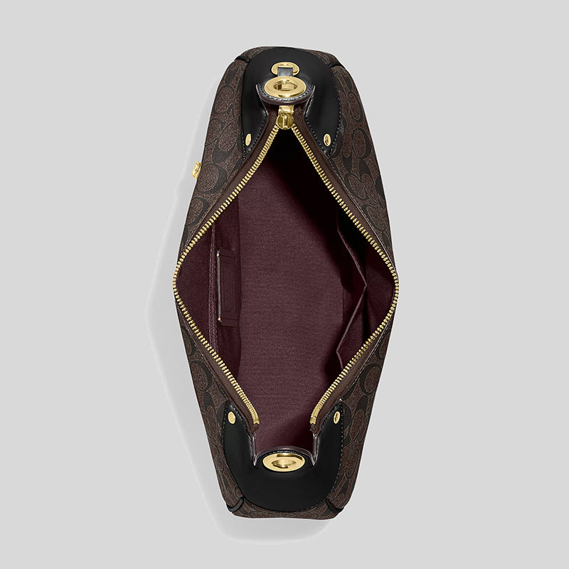 Coach Mara Hobo In Signature Canvas Brown Black CI791