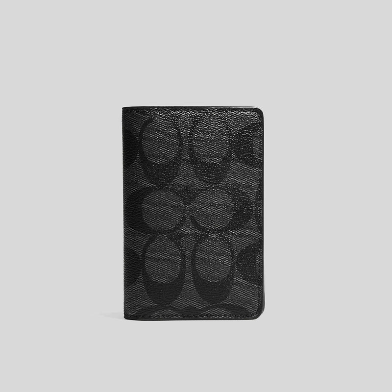 Coach Id Wallet In Signature Canvas Charcoal/Black CJ753