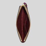 Coach Corner Zip Wristlet In Signature Canvas Khaki/Deep Berry CK358