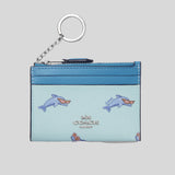 Coach Mini Skinny Id Case With Dolphin Print Blue Multi CK422