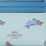 Coach Mini Skinny Id Case With Dolphin Print Blue Multi CK422