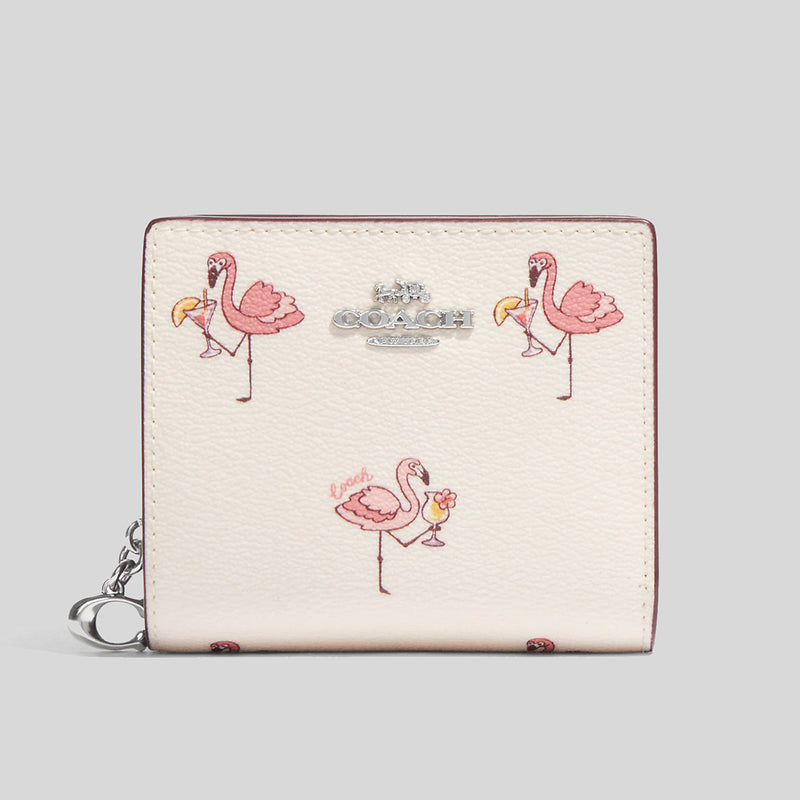 Coach Snap Wallet With Flamingo Print Chalk/Pink Multi CK435