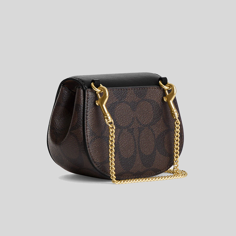 Coach Morgan Card Case On A Chain In Signature Canvas Brown Black CK439