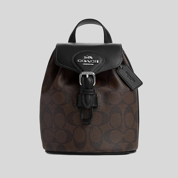 Coach Amelia Convertible Backpack In Signature Canvas Brown Black CL458