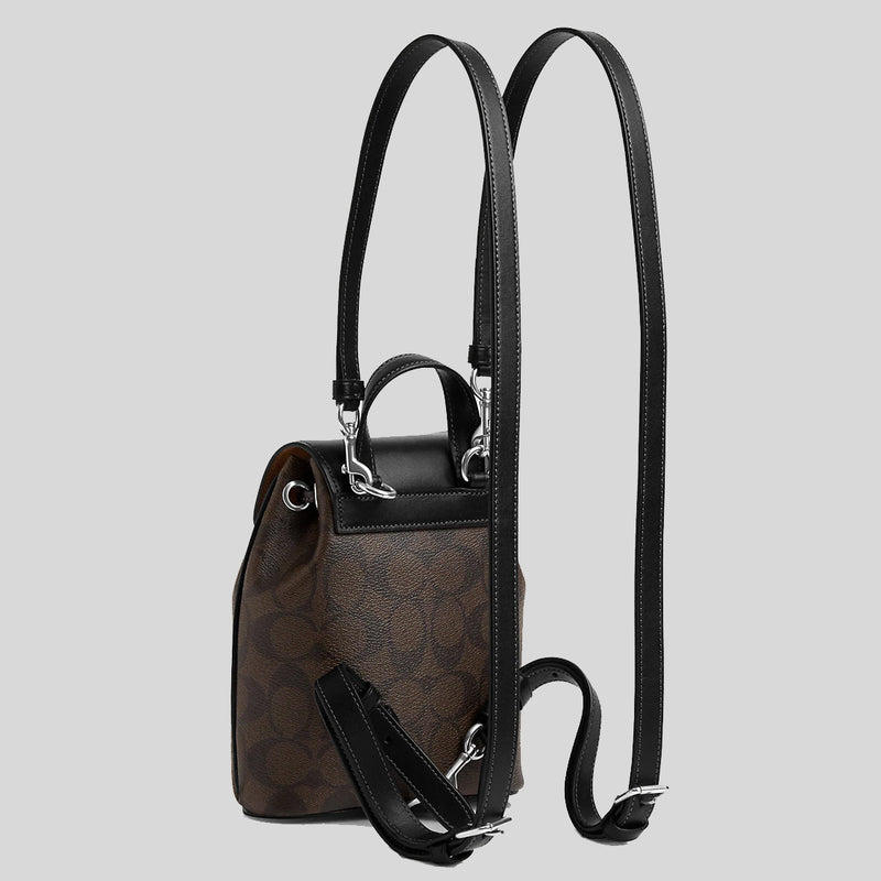 Coach Amelia Convertible Backpack In Signature Canvas Brown Black CL458