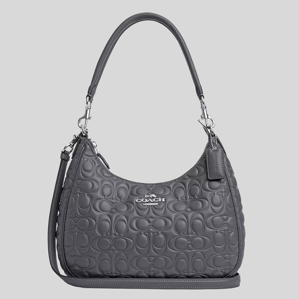 COACH Teri Hobo With Signature Leather Industrial Grey CM055