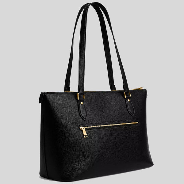 COACH Gallery Tote With Coach Heritage Black CM086