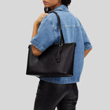 COACH Gallery Tote With Coach Heritage Black CM086