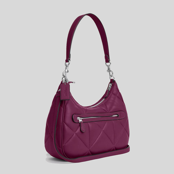 COACH Teri Hobo With Puffy Diamond Quilting Deep Berry CM097