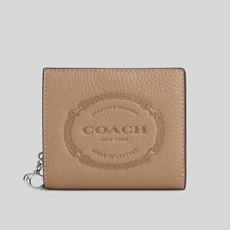 Coach Snap Wallet With Coach Heritage Taupe CM216