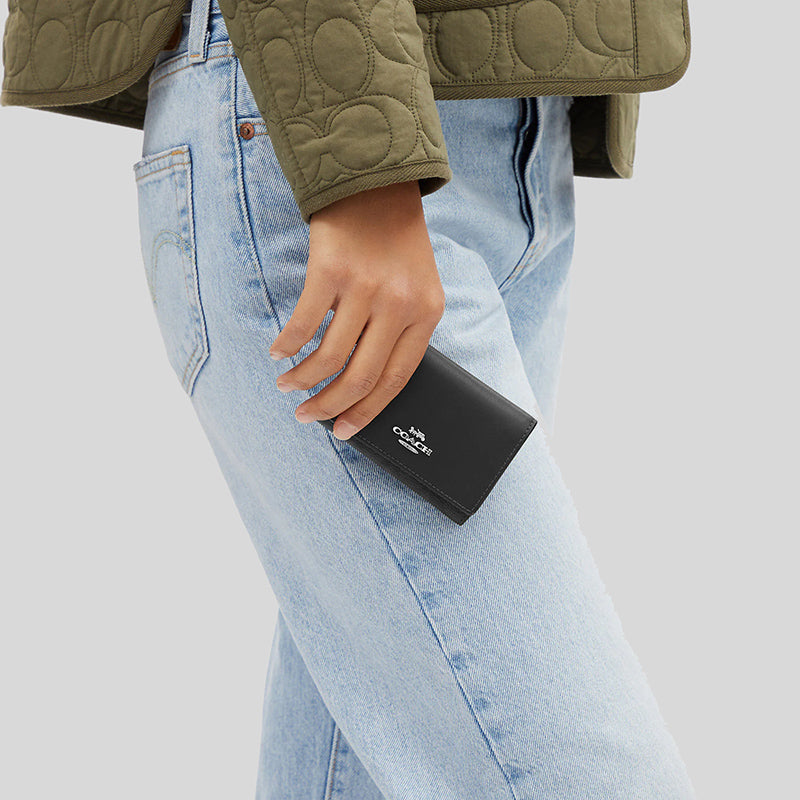 COACH Micro Wallet In Signature Canvas Graphite/Black CM761