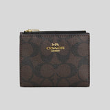 Coach Bifold Wallet In Signature Canvas Brown Black CM852