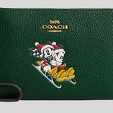 COACH Disney X Coach Corner Zip Wristlet With Sled Motif Dark Pine CN025