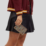 COACH Disney X Coach Corner Zip Wristlet In Signature Jacquard With Mickey Mouse Print CN033
