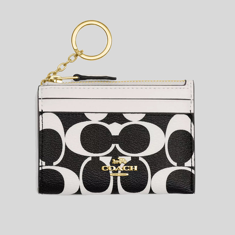 COACH Mini Skinny Id Case In Signature Canvas Black Multi CP345