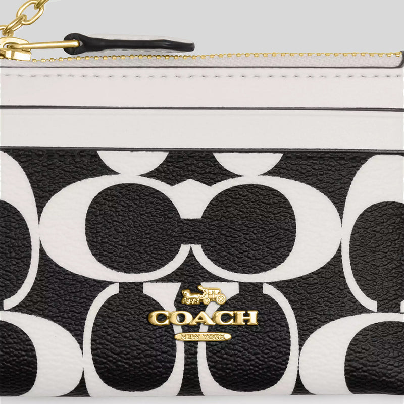 COACH Mini Skinny Id Case In Signature Canvas Black Multi CP345