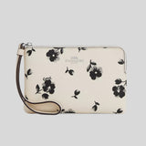 COACH Corner Zip Wristlet With Floral Print Chalk Multi CP438