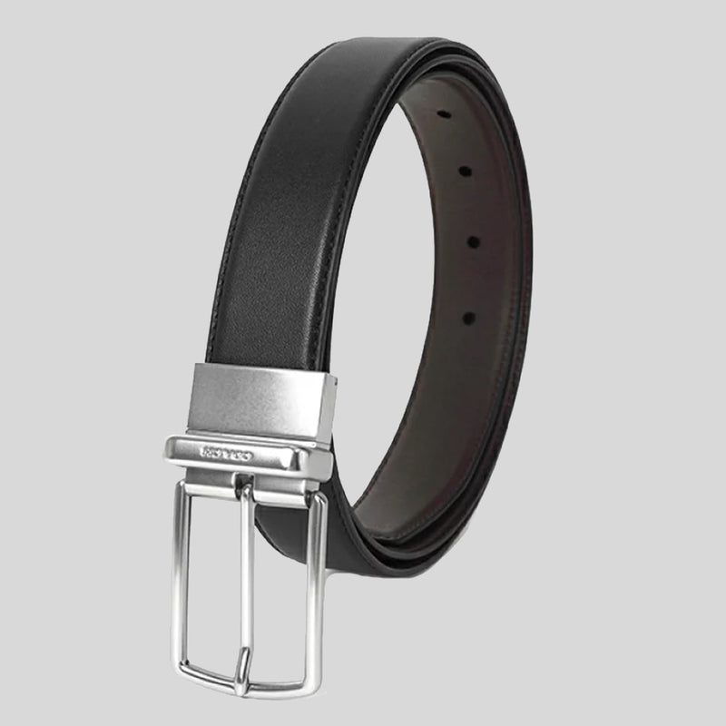 COACH Harness Buckle Cut To Size Reversible Belt, 32 Mm Black Dark Brown CQ020