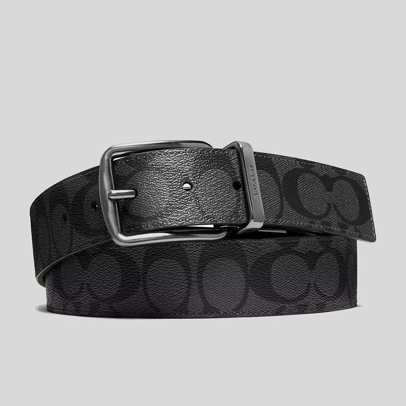 COACH Harness Buckle Cut To Size Reversible Belt, 38 Mm Charcoal/Black CQ022