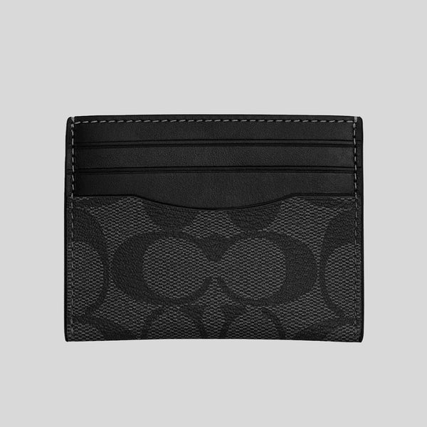 COACH Slim Id Card Case In Signature Canvas Charcoal/Black CQ031