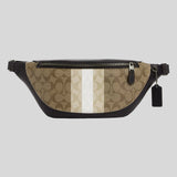 COACH Warren Belt Bag In Blocked Signature Canvas With Varsity Stripe Khaki Multi CQ038