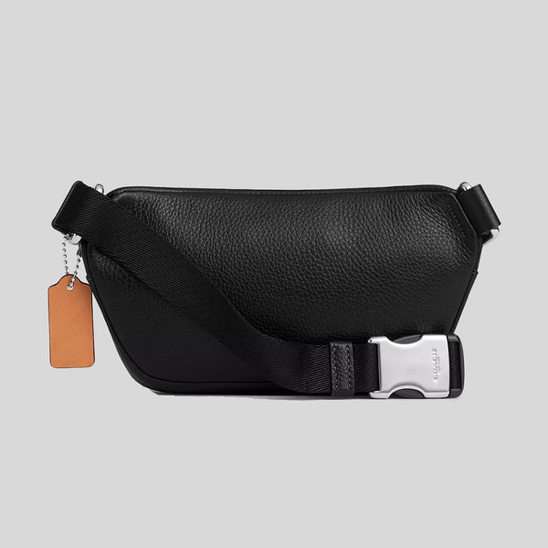 COACH Mini Belt Bag In Signature Denim Silver/Black CQ186