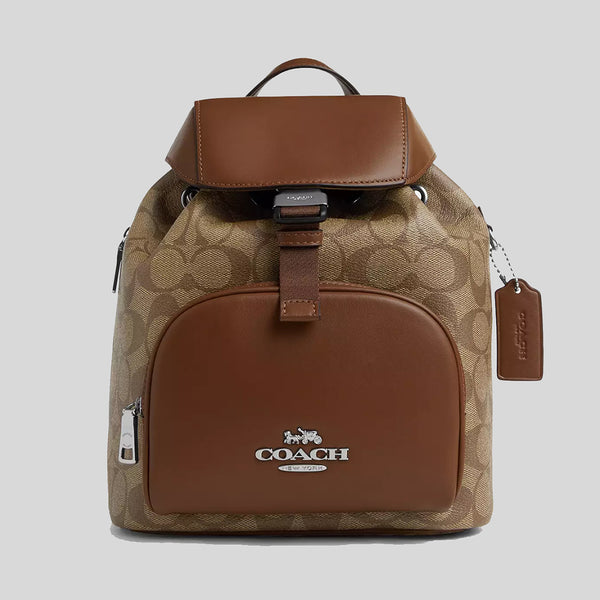 COACH Pace Backpack In Signature Canvas Khaki Saddle CR130