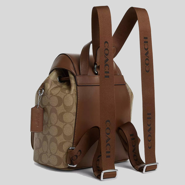 COACH Pace Backpack In Signature Canvas Khaki Saddle CR130