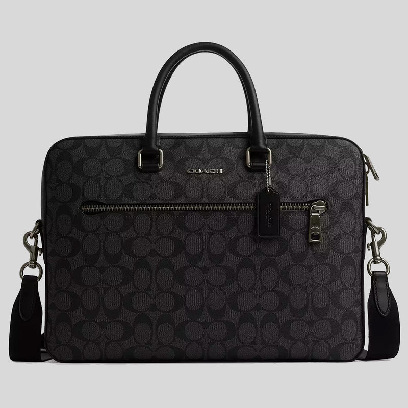 COACH Ethan Slim Brief In Signature Canvas Black CR270