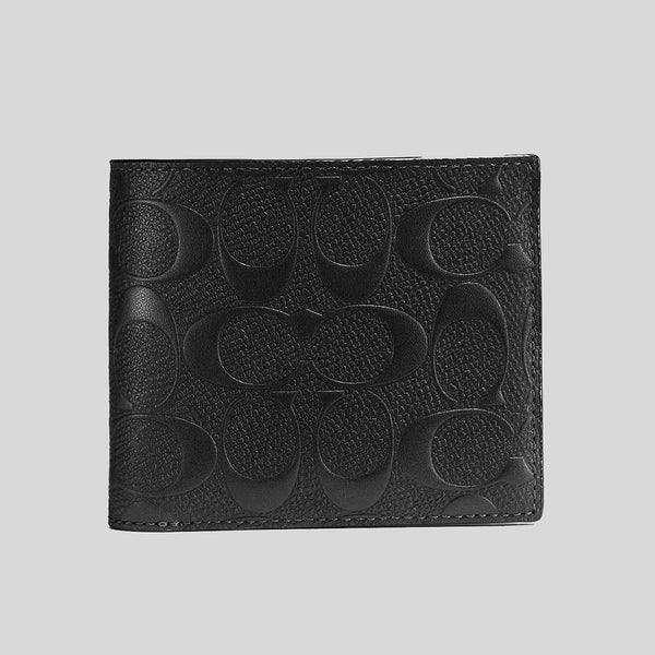 COACH Men's 3 In 1 Wallet In Signature Leather Black CR957