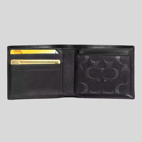 COACH Men's 3 In 1 Wallet In Signature Leather Black CR957