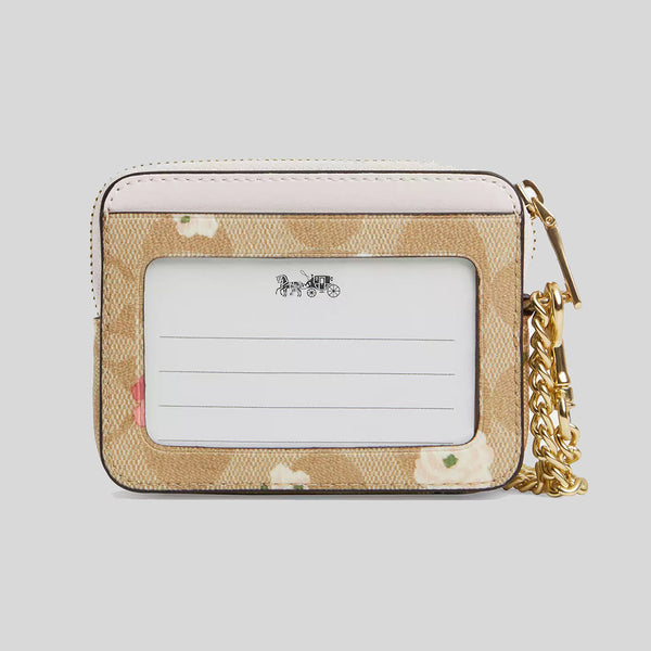 COACH Zip Card Case In Signature Canvas With Floral Print CR971