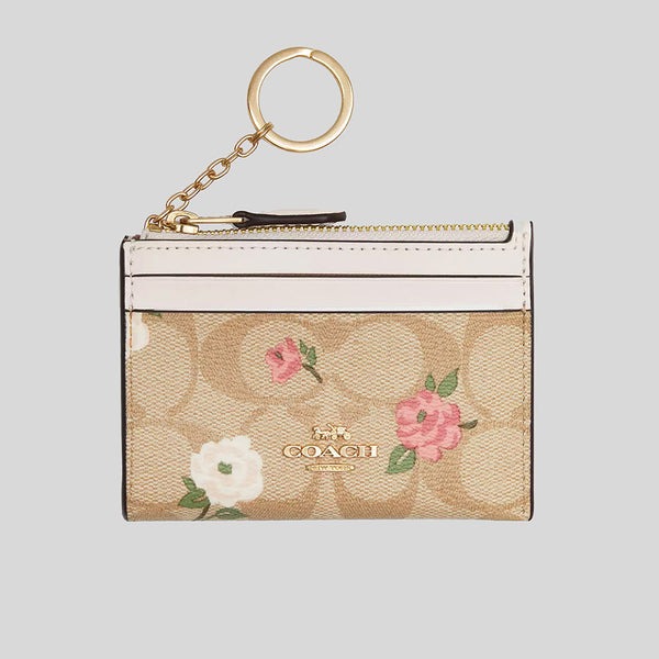 COACH Mini Skinny Id Case In Signature Canvas With Floral Print CR972