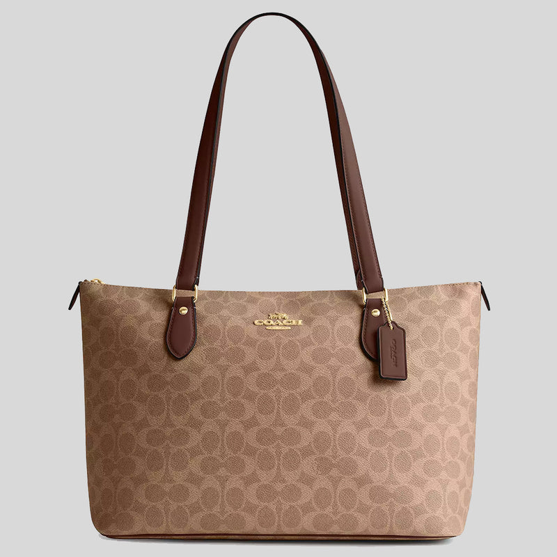 COACH Gallery Tote Bag In Signature Canvas Tan Brown CW381 LussoCitta