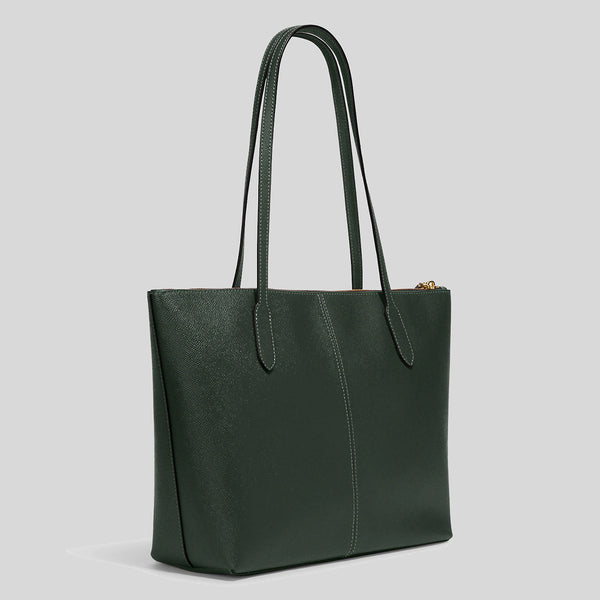Coach Zip Top Tote In Crossgrain Leather Amazon Green 4454