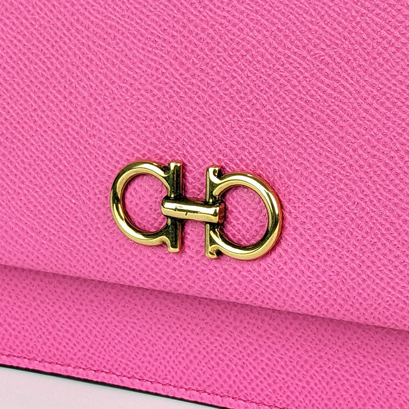 Salvatore Ferragamo Calf Leather Top Handle Crossbody Bag Hot Pink 0750045