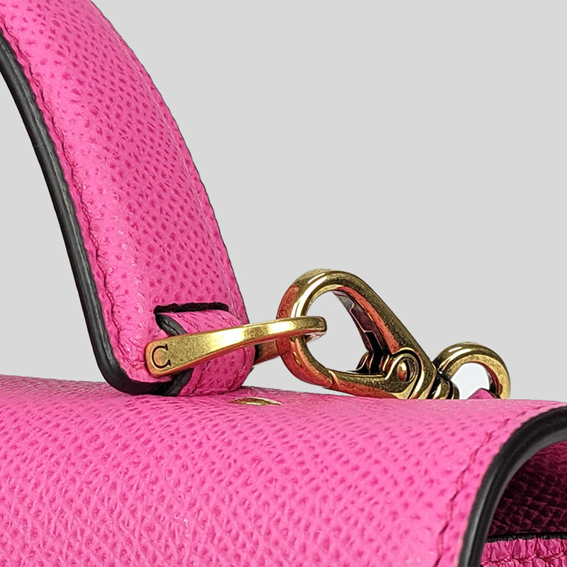 Salvatore Ferragamo Calf Leather Top Handle Crossbody Bag Hot Pink 0750045