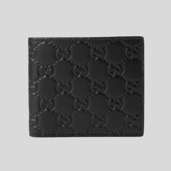 GUCCI Men's Signature GG Leather Bifold Wallet With Coin Pocket Black 779841