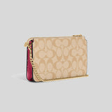 Coach Poppy Crossbody With Card Case In Signature Canvas Light Khaki Petunia C3328